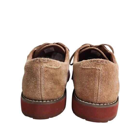 Sperry Top Sider Boys Tevin Oxford Dress Shoe Size 5.5 Tan Suede Leather Lace Up - Picture 6 of 9